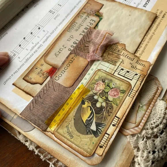 Vibrant Bird-Themed Travel Journal Mixed Media Art Junk Journal - Picture 12 of 17